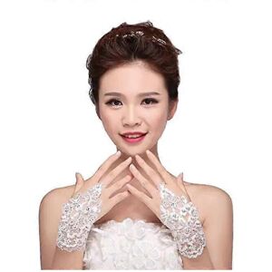Unbranded (As show, One size) Women Wedding Floral Pair Of Rhinestone Bridal Lace Gloves- Unbranded (As show, One size) Women Wedding Floral Pair Of Rhinestone Bridal Lace Gloves-