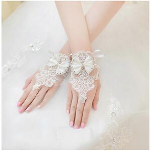 Unbranded (As show, One size) Women White Pair Bow Floral Bridal Lace Gloves- Evening Dres Unbranded (As show, One size) Women White Pair Bow Floral Bridal Lace Gloves- Evening Dres