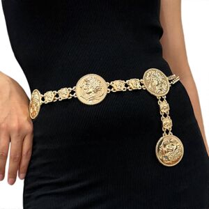 Unbranded (Gold, One size) Edgy Waist Belt Stylish Carved Head Waist Chain Belt Elaborate Unbranded (Gold, One size) Edgy Waist Belt Stylish Carved Head Waist Chain Belt Elaborate