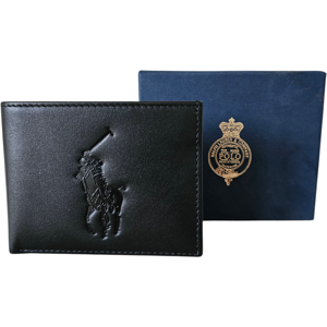 Polo Ralph Lauren Big Pony Black Leather Wallet Men With Gift Box Polo Ralph Lauren Big Pony Black Leather Wallet Men With Gift Box
