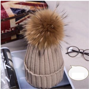 Unbranded (Khaki) Winter Real New Raccoon Fur Hats Pom Pon Women Lady Knit Beanie Cap Bobb Unbranded (Khaki) Winter Real New Raccoon Fur Hats Pom Pon Women Lady Knit Beanie Cap Bobb