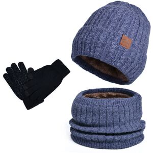 Unbranded (Navy Blue Three) Knitted Warm Winter Hat Gloves And Scarf Set For Activities Ou Unbranded (Navy Blue Three) Knitted Warm Winter Hat Gloves And Scarf Set For Activities Ou