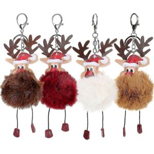 Unbranded Moose Plush Keychain Set of 4, Cute Christmas Keyring, Children's Animal Pendant Unbranded Moose Plush Keychain Set of 4, Cute Christmas Keyring, Children's Animal Pendant