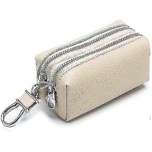 Unbranded Genuine Leather Car Key Case, Double Zipper Holder Coin Purse with Hook Unbranded Genuine Leather Car Key Case, Double Zipper Holder Coin Purse with Hook