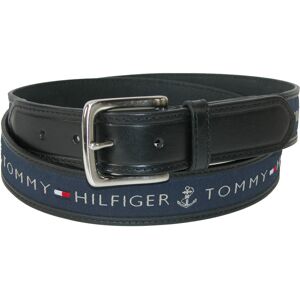 Tommy Hilfiger Men's Leather Casual Belt with Fabric Inlay Tommy Hilfiger Men's Leather Casual Belt with Fabric Inlay