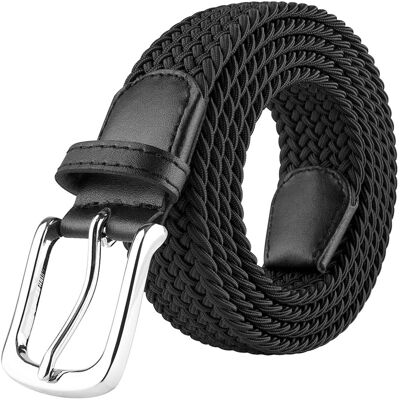 Ze Enzo (Black, L) Enzo Elasticated Belts Men Ladies Stretch Belts Ze Enzo (Black, L) Enzo Elasticated Belts Men Ladies Stretch Belts