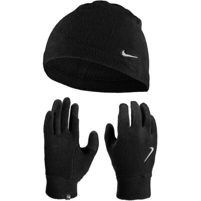 (S/M, Black) Nike Mens Fleece Hat And Glove Set (S/M, Black) Nike Mens Fleece Hat And Glove Set