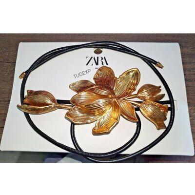 Zara New Woman Ss24 Flower Cord Belt One Size Golden Ref 4548/056 Zara New Woman Ss24 Flower Cord Belt One Size Golden Ref 4548/056