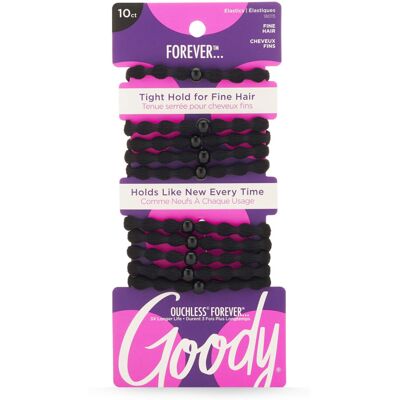 LEKKERS Goody Forever Ouchless Elastic Fine Hair Tie - 10 Count Black - 4MM f LEKKERS Goody Forever Ouchless Elastic Fine Hair Tie - 10 Count Black - 4MM f