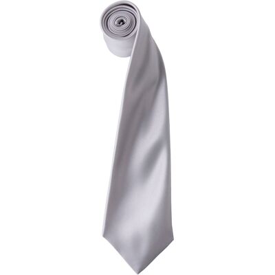 (One Size, Silver Grey) Premier Mens Plain Satin Tie (Narrow Blade) (One Size, Silver Grey) Premier Mens Plain Satin Tie (Narrow Blade)