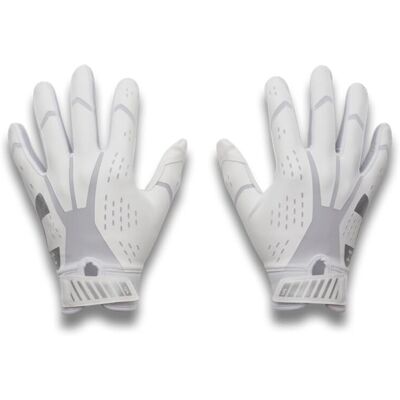 Under Armour Boys' Youth Blur Football Gloves, (100) White/White/Metallic Silver Under Armour Boys' Youth Blur Football Gloves, (100) White/White/Metallic Silver