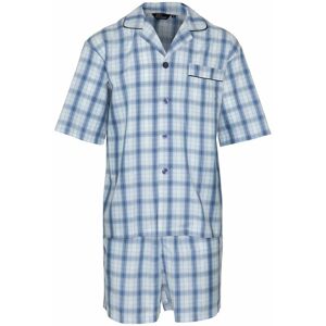 (3XL, Short Sleeve Checkered Blue) Mens Champion Cotton Blend Button Front Pyjam (3XL, Short Sleeve Checkered Blue) Mens Champion Cotton Blend Button Front Pyjam