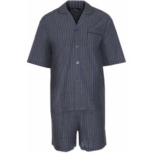 (2XL, Short Sleeve Checkered Navy) Mens Champion Cotton Blend Button Front Pyjam (2XL, Short Sleeve Checkered Navy) Mens Champion Cotton Blend Button Front Pyjam