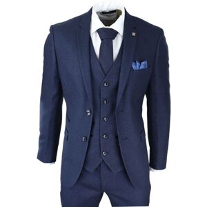 Paul Andrew (40) Mens 3 Piece Navy Blue Birdseye Tweed Classic Suit Paul Andrew (40) Mens 3 Piece Navy Blue Birdseye Tweed Classic Suit