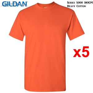 (3XL) 5 Packs Gildan T-SHIRT Blank Plain Basic Tee Men Heavy Cotton (Orange) (3XL) 5 Packs Gildan T-SHIRT Blank Plain Basic Tee Men Heavy Cotton (Orange)