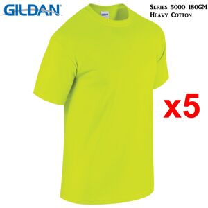 (M) 5 Packs Gildan T-SHIRT Blank Plain Basic Tee Men Heavy Cotton (Safety Green) (M) 5 Packs Gildan T-SHIRT Blank Plain Basic Tee Men Heavy Cotton (Safety Green)