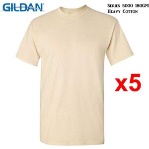 (3XL) 5 Packs Gildan T-SHIRT Blank Plain Basic Tee Heavy Cotton (Sand) (3XL) 5 Packs Gildan T-SHIRT Blank Plain Basic Tee Heavy Cotton (Sand)