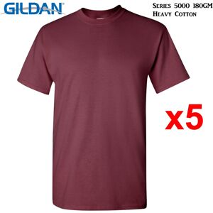 (3XL) 5 Packs Gildan T-SHIRT Blank Plain Basic Tee Men Heavy Cotton (Maroon) (3XL) 5 Packs Gildan T-SHIRT Blank Plain Basic Tee Men Heavy Cotton (Maroon)