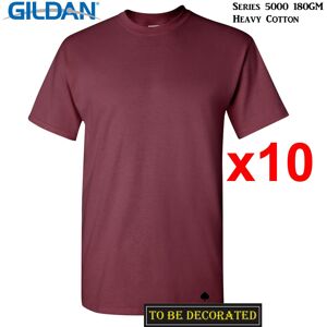 (M) 10 Packs Gildan T-SHIRT Basic Tee S - 5XL Small Big Men Heavy Cotton (Maroon (M) 10 Packs Gildan T-SHIRT Basic Tee S - 5XL Small Big Men Heavy Cotton (Maroon
