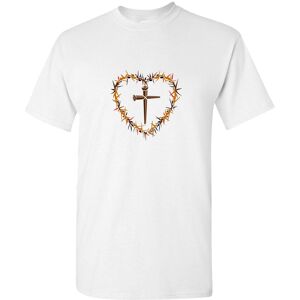 Gildan (5XL) Crown of Thorns Heart Christian Cross Jesus Easter White Men T Shirt Tee T Gildan (5XL) Crown of Thorns Heart Christian Cross Jesus Easter White Men T Shirt Tee T