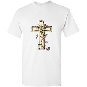 Gildan (5XL) Jesus Cross Good Friday Rose Christian White Men T Shirt Tee Top Gildan (5XL) Jesus Cross Good Friday Rose Christian White Men T Shirt Tee Top