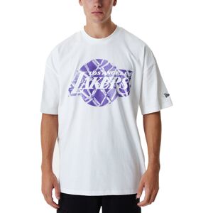 (M, White) New Era LA Lakers NBA Infill Logo Oversized T-Shirt Tee Top - White (M, White) New Era LA Lakers NBA Infill Logo Oversized T-Shirt Tee Top - White