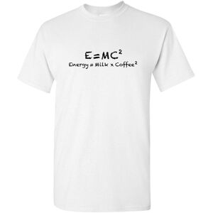 Gildan (4XL) E=mc2 Energy Milk Coffee Funny Einstein Formula White Mens T Shirt Tee Top Gildan (4XL) E=mc2 Energy Milk Coffee Funny Einstein Formula White Mens T Shirt Tee Top