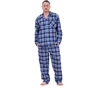 (Blue Navy, 4XL) Malay Mens Pyjama Set Yarn Dyed Woven Check Cotton Blend Lounge (Blue Navy, 4XL) Malay Mens Pyjama Set Yarn Dyed Woven Check Cotton Blend Lounge