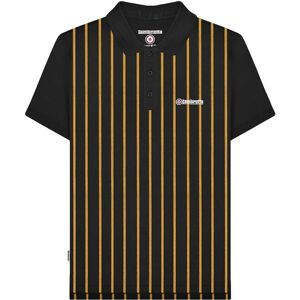 (XL, Black/Gold) Lambretta Mens Pinstripe 3 Button Placket Short Sleeve Polo Shi (XL, Black/Gold) Lambretta Mens Pinstripe 3 Button Placket Short Sleeve Polo Shi