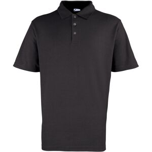 (S, Black) Premier Mens Stud Heavyweight Plain Pique Polo Shirt (S, Black) Premier Mens Stud Heavyweight Plain Pique Polo Shirt