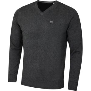 (M, Charcoal) Calvin Klein Mens 2022 V-Neck Soft Cotton Easy Care Golf Sweater (M, Charcoal) Calvin Klein Mens 2022 V-Neck Soft Cotton Easy Care Golf Sweater