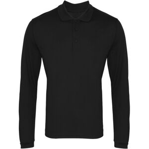 (L, Black) Premier Mens Long Sleeve Coolchecker Pique Polo Shirt (L, Black) Premier Mens Long Sleeve Coolchecker Pique Polo Shirt