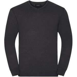 (M, Charcoal Marl) Russell Collection Mens V-Neck Knitted Pullover Sweatshirt (M, Charcoal Marl) Russell Collection Mens V-Neck Knitted Pullover Sweatshirt