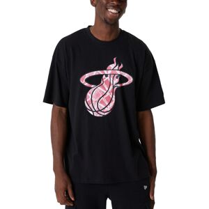 (S, Black) New Era Miami Heat NBA Infill Logo Oversized T-Shirt Tee Top - Black (S, Black) New Era Miami Heat NBA Infill Logo Oversized T-Shirt Tee Top - Black