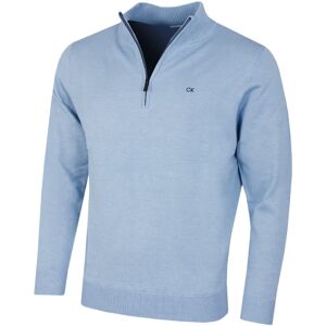 (L, Blue/Navy) Calvin Klein Mens Heather Half Zip Soft Feel Easy Care Sweater (L, Blue/Navy) Calvin Klein Mens Heather Half Zip Soft Feel Easy Care Sweater