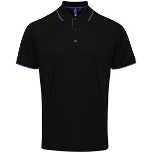 (3XL, Black/Purple) Premier Mens Coolchecker Contrast Pique Polo Shirt (3XL, Black/Purple) Premier Mens Coolchecker Contrast Pique Polo Shirt
