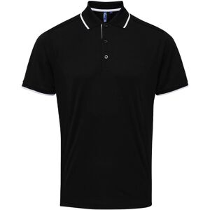 (3XL, Black/White) Premier Mens Coolchecker Contrast Pique Polo Shirt (3XL, Black/White) Premier Mens Coolchecker Contrast Pique Polo Shirt