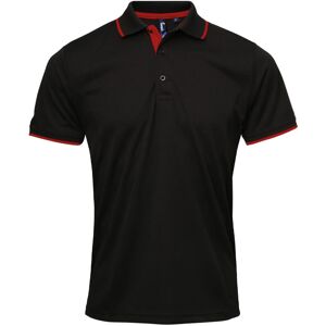 (XXL, Black/Red) Premier Mens Coolchecker Contrast Pique Polo Shirt (XXL, Black/Red) Premier Mens Coolchecker Contrast Pique Polo Shirt