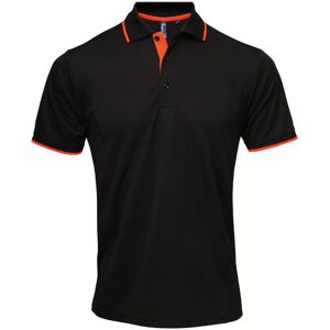 (3XL, Black/Orange) Premier Mens Coolchecker Contrast Pique Polo Shirt (3XL, Black/Orange) Premier Mens Coolchecker Contrast Pique Polo Shirt
