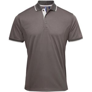 (M, Dark Grey/Silver) Premier Mens Coolchecker Contrast Pique Polo Shirt (M, Dark Grey/Silver) Premier Mens Coolchecker Contrast Pique Polo Shirt