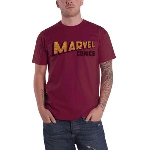 (M, Red) Marvel Comics T Shirt Warped Logo new Official Mens Maroon Red (M, Red) Marvel Comics T Shirt Warped Logo new Official Mens Maroon Red
