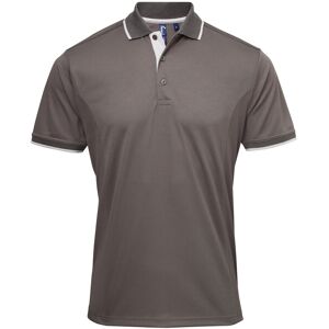 (XL, Dark Grey/Silver) Premier Mens Contrast Coolchecker Polo Shirt (XL, Dark Grey/Silver) Premier Mens Contrast Coolchecker Polo Shirt