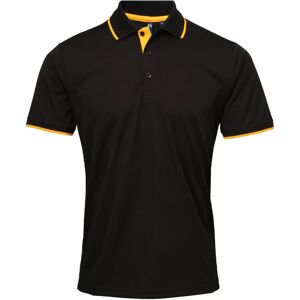 (S, Black/Sunflower) Premier Mens Coolchecker Contrast Pique Polo Shirt (S, Black/Sunflower) Premier Mens Coolchecker Contrast Pique Polo Shirt