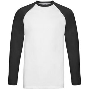 (M, White/Black) Fruit of the Loom Mens Contrast Long-Sleeved Baseball T-Shirt (M, White/Black) Fruit of the Loom Mens Contrast Long-Sleeved Baseball T-Shirt