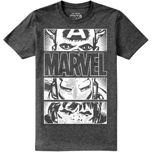(S, Dark Heather) Marvel Mens Heroes Eyes Light T-Shirt (S, Dark Heather) Marvel Mens Heroes Eyes Light T-Shirt