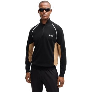 (L, Black) Hugo Boss Mens Hydro-X Water Repellent Embroided Logo Half Zip Sweate (L, Black) Hugo Boss Mens Hydro-X Water Repellent Embroided Logo Half Zip Sweate