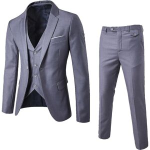 Unbranded (Grey, XS) Men's 3 Piece Slim Fit Suit Set One Button Solid Jacket Vest Pants Bu Unbranded (Grey, XS) Men's 3 Piece Slim Fit Suit Set One Button Solid Jacket Vest Pants Bu