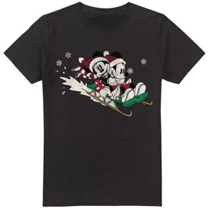 (S, Black) Disney Mens Sledding For Christmas Mickey & Minnie Mouse T-Shirt (S, Black) Disney Mens Sledding For Christmas Mickey & Minnie Mouse T-Shirt