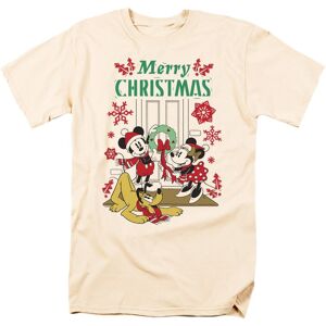 (S, Natural) Disney Mens Mickey & Minnie Mouse Wreath Christmas T-Shirt (S, Natural) Disney Mens Mickey & Minnie Mouse Wreath Christmas T-Shirt