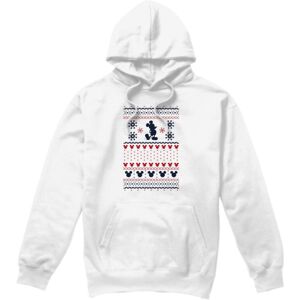 (L, White) Disney Mens Mickey Mouse Christmas Sweater Hoodie (L, White) Disney Mens Mickey Mouse Christmas Sweater Hoodie